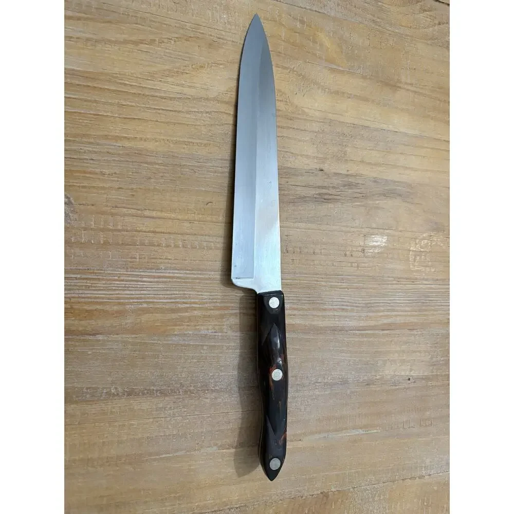 Vintage CUTCO French Chef Knife 1725‎ Classic Marbled Brown Handle 9” Blade